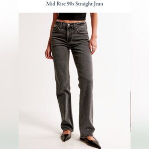 Abercrombie & Fitch Dark Gray Women's The Straight Mid Rise Jeans